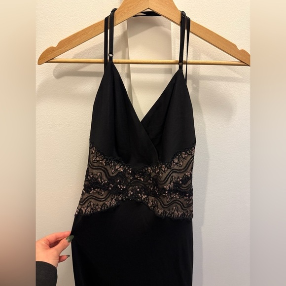 VTG 90s NICOLE MILLER Black/Pink Lace Bodycon Dress Vintage Y2K Whimsygoth Sz8 - Picture 2 of 8